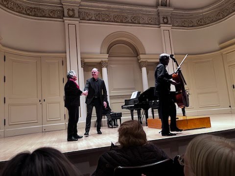Brandman on stage with Marinescu and Cranmer following the performance. - Photo by Elise Sobol